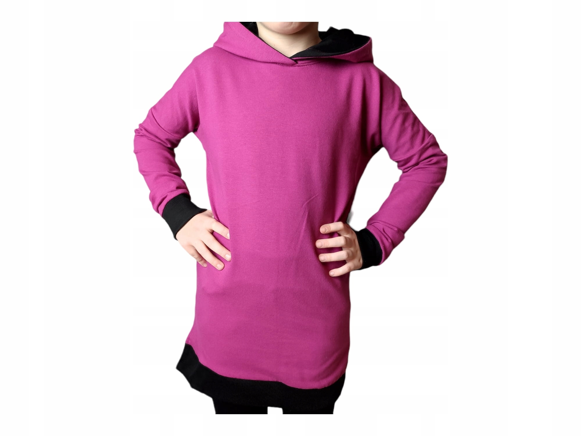 Tunika z kapturem dziewczęca kolor fuksja 152 Zapięcie brak