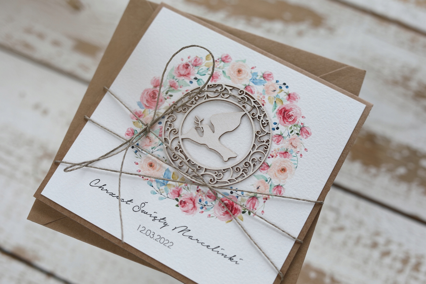 Ručně vyráběné přání na křtiny od matky křest