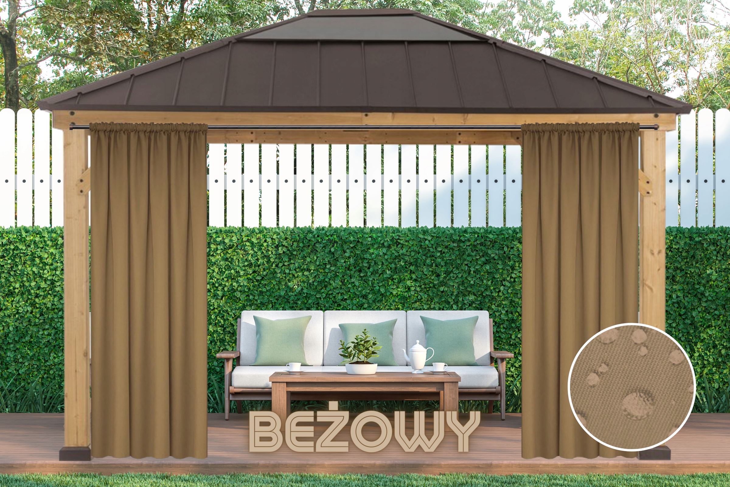 ZASŁONA WATERPROOF WODOODPORNA 155x240 NA TARAS WODOSZCZELNA OGRÓD BIAŁA Liczba ścianek bocznych brak