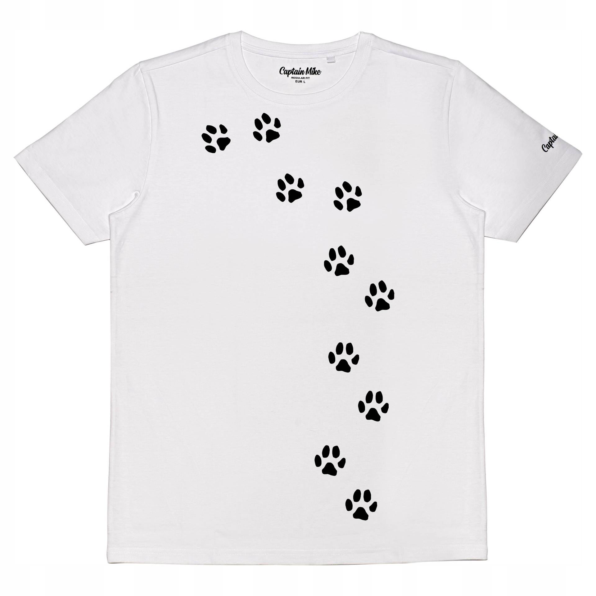 

Koszulka męska bawełna T-shirt łapy biała r. L