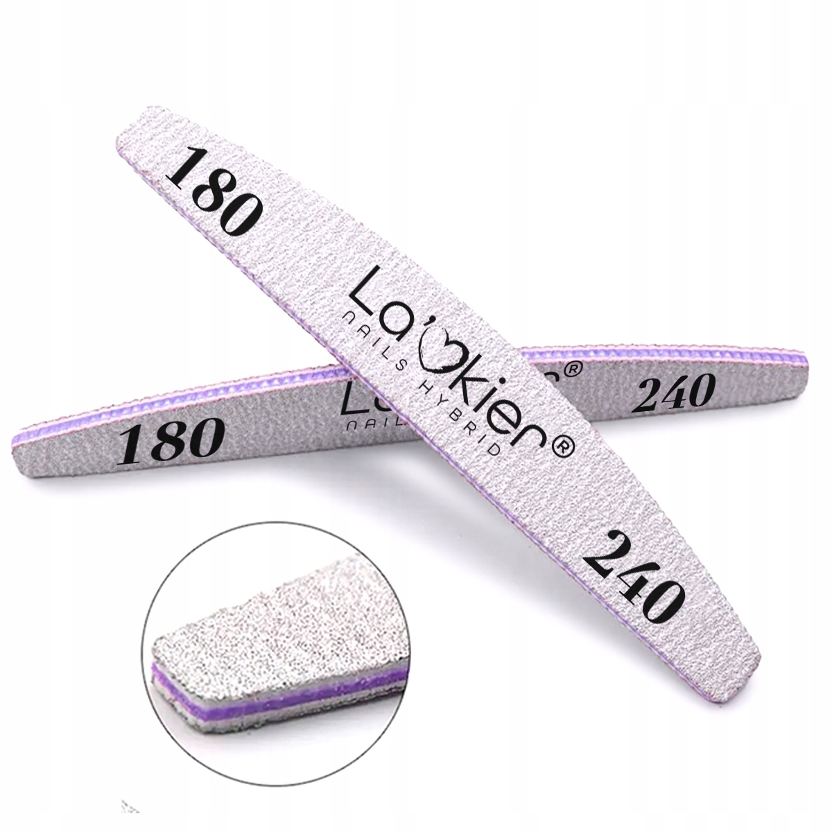 50 sztuk La'kier Pilnik łódka zebra 180 240 do paznokci BEZPIECZNY PAKIET Kolor szary