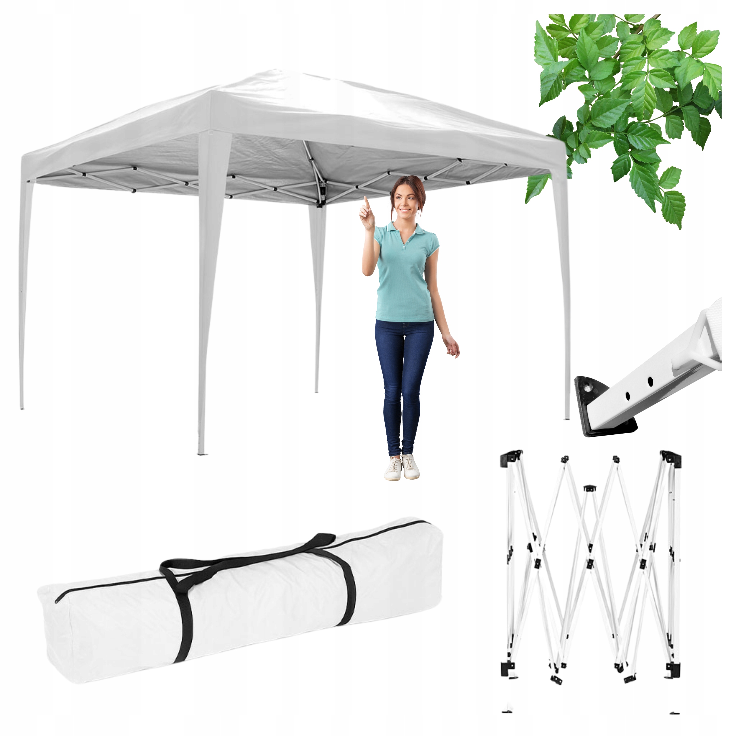 Pawilon Ogrodowy Namiot 3x3m Rozkładany Automatycznie Daszek Na Taras Biały