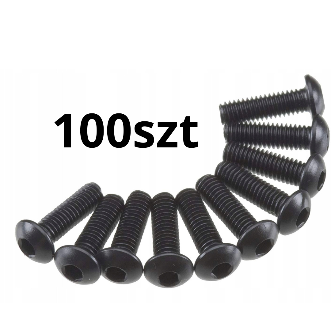 M4x20 imbusový šroub s kulovou hlavou, černý, 100 ks