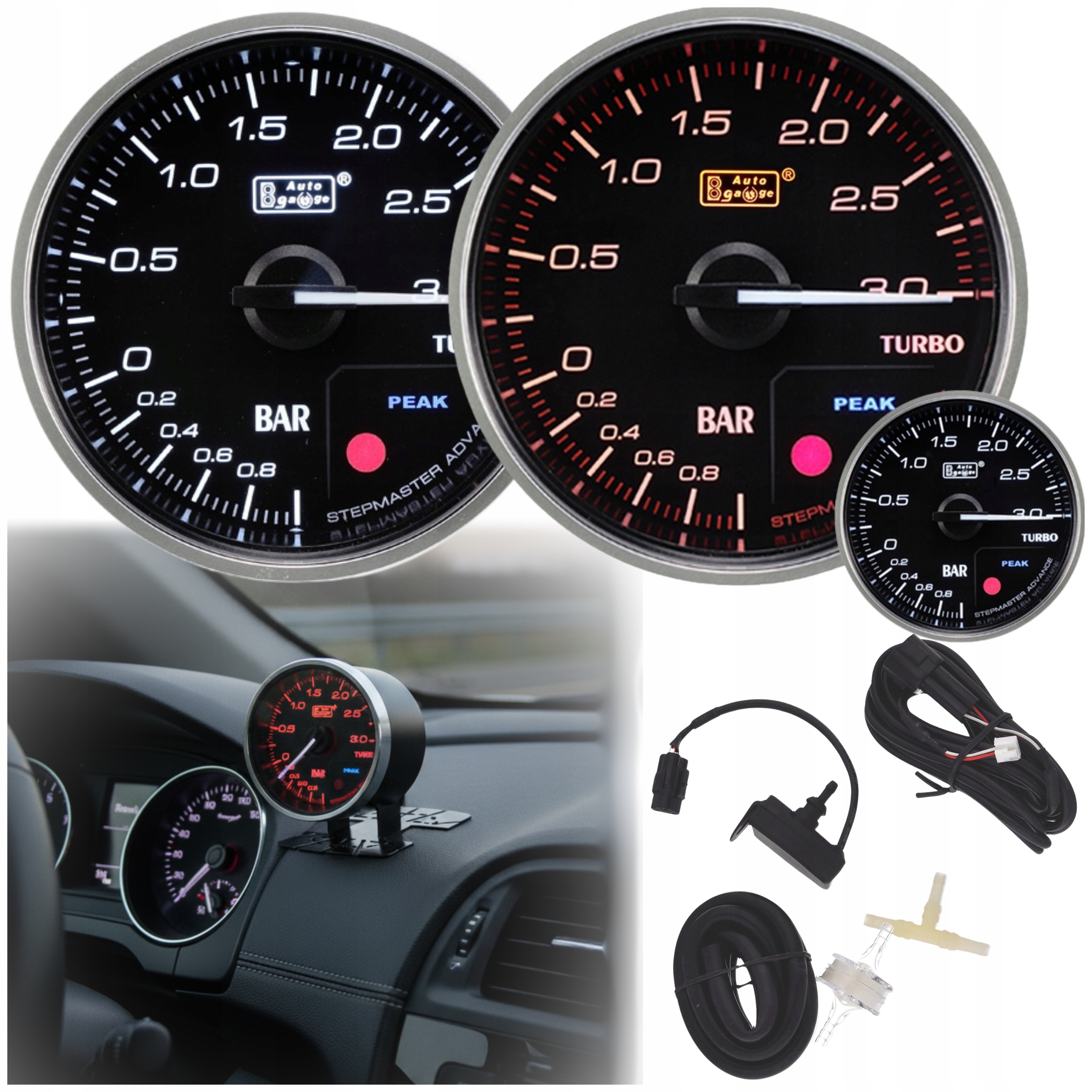 Indikátor nabíjania Boost AutoGauge Premium 52 mm Podsvietenie Amber Biely