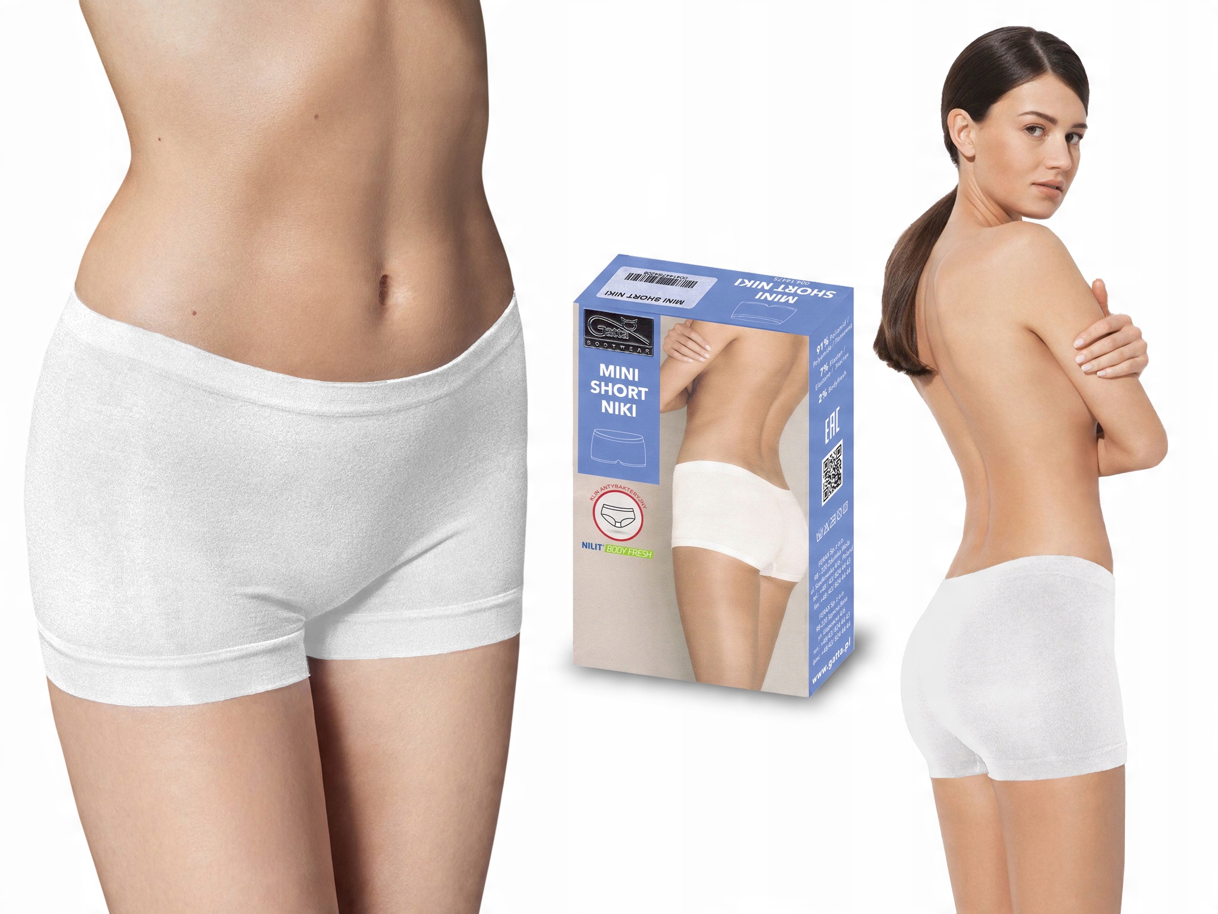 

Szorty Gatta Niki Mini Short bezszwowe białe, XL