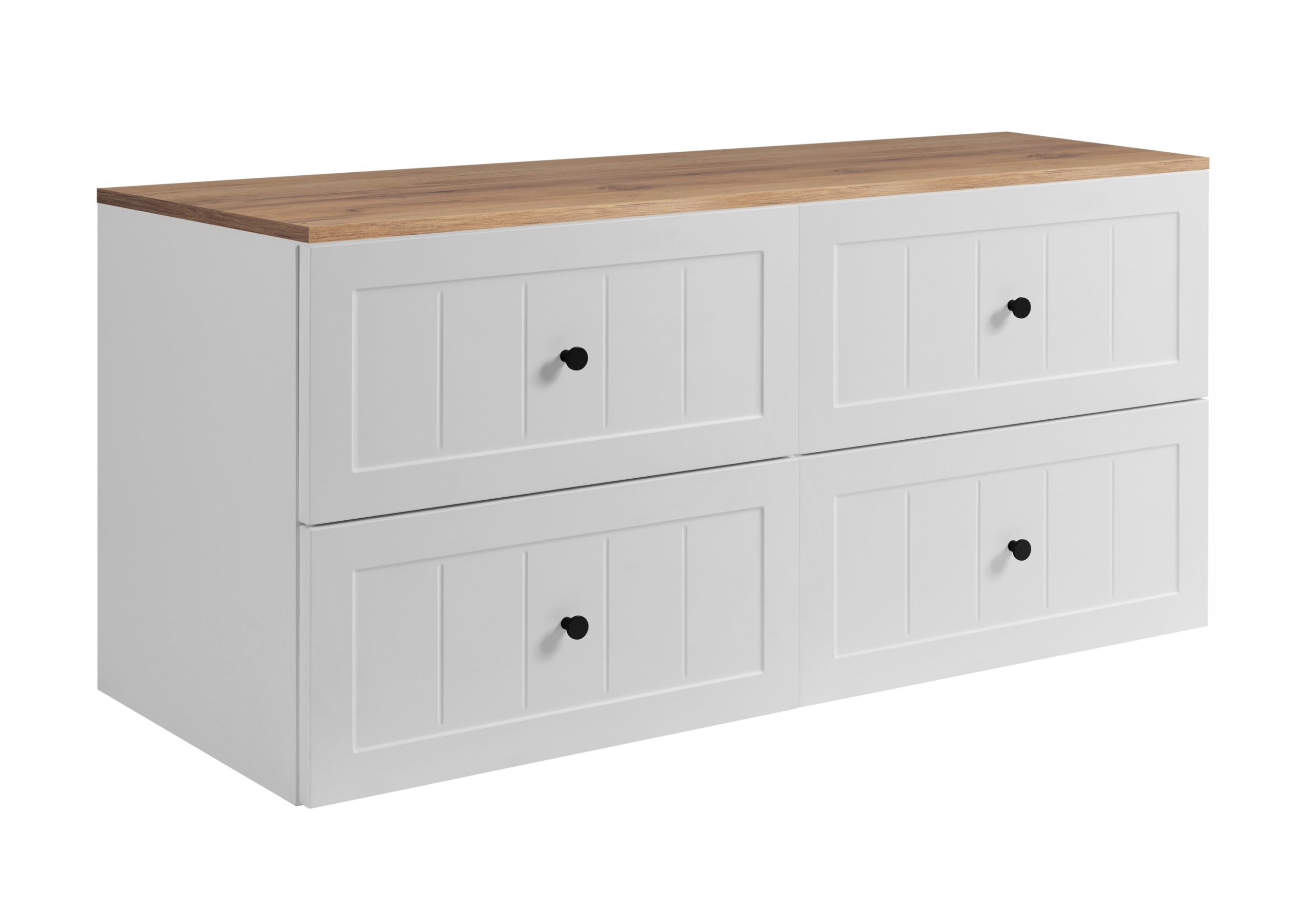 Koupelnová skříňka Pod Umyvadlo 120 bílá dub Frézovaná čela Mdf knoflíky