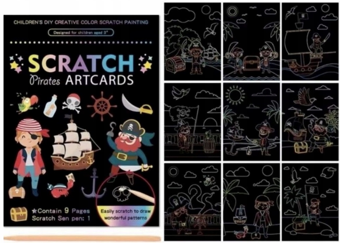 WYDRAPYWANKA ZDRAPYWANKA KOLOROWANKA 2W1 PIRACI