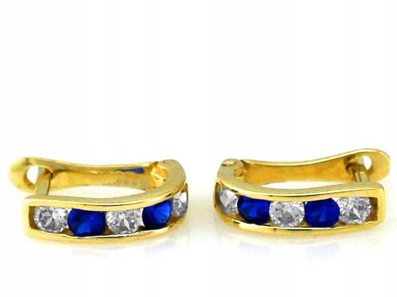 Elegantní zlaté náušnice 585 s modrými zirkony pro dítě 0.82 g