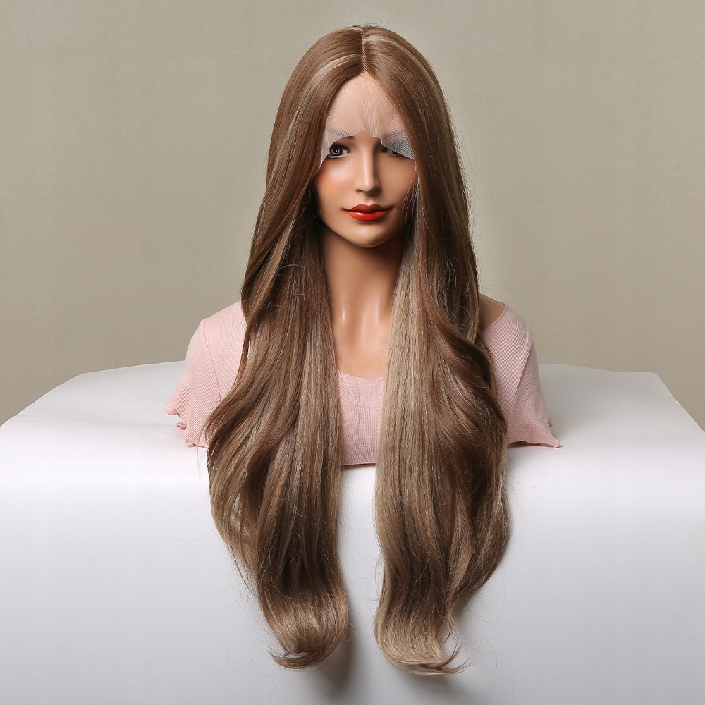 Zářivá světle hnědá paruka Nathalie se síťkou (lace front)