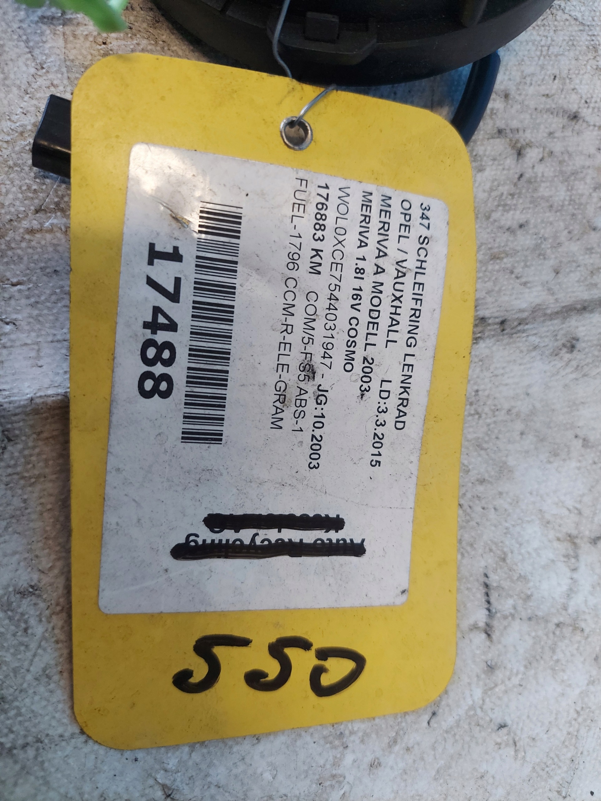 ring airbag MERIVA A