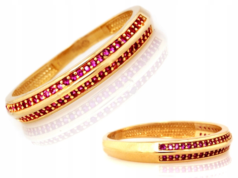 Zlatý prstýnek 585 s růžovými zirkony, 1,48 g, jedinečný vzor jako dárek