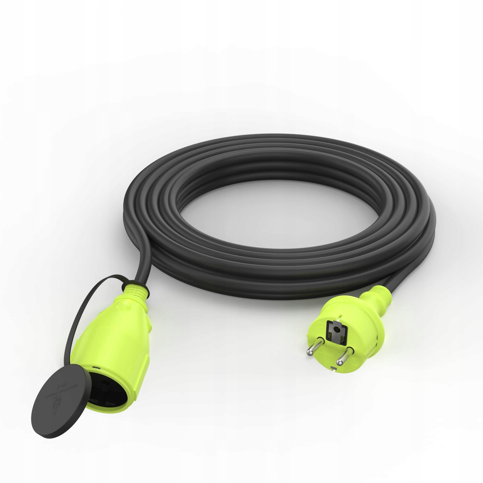 MUTECPower Przedłużacz 3m IP44 Do Użytku Zewnętrznego 1,5mm² Czarny Zielony — miniatura 6