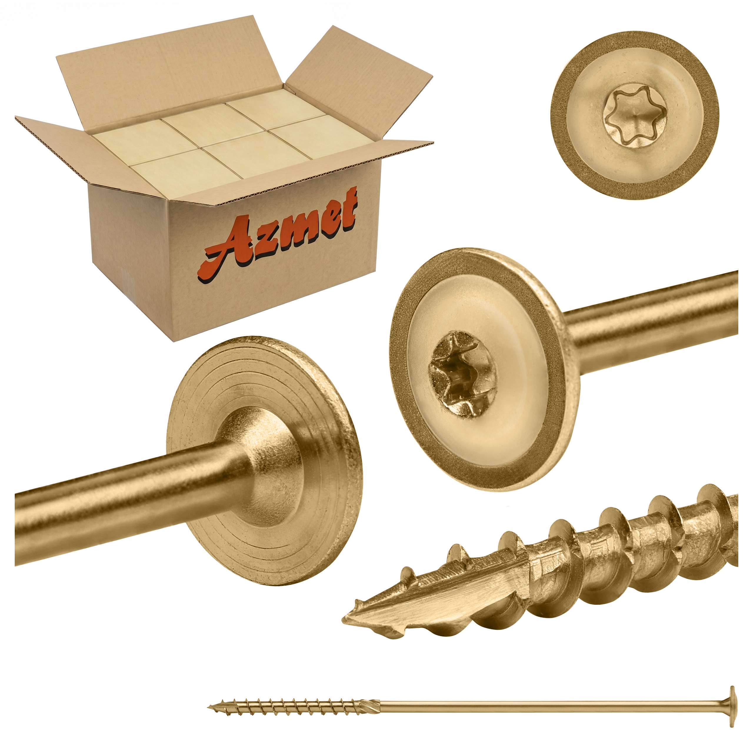 Tesárske skrutky 10x300 mm Torx do dreva tanierové 150ks Azmet WCT10300