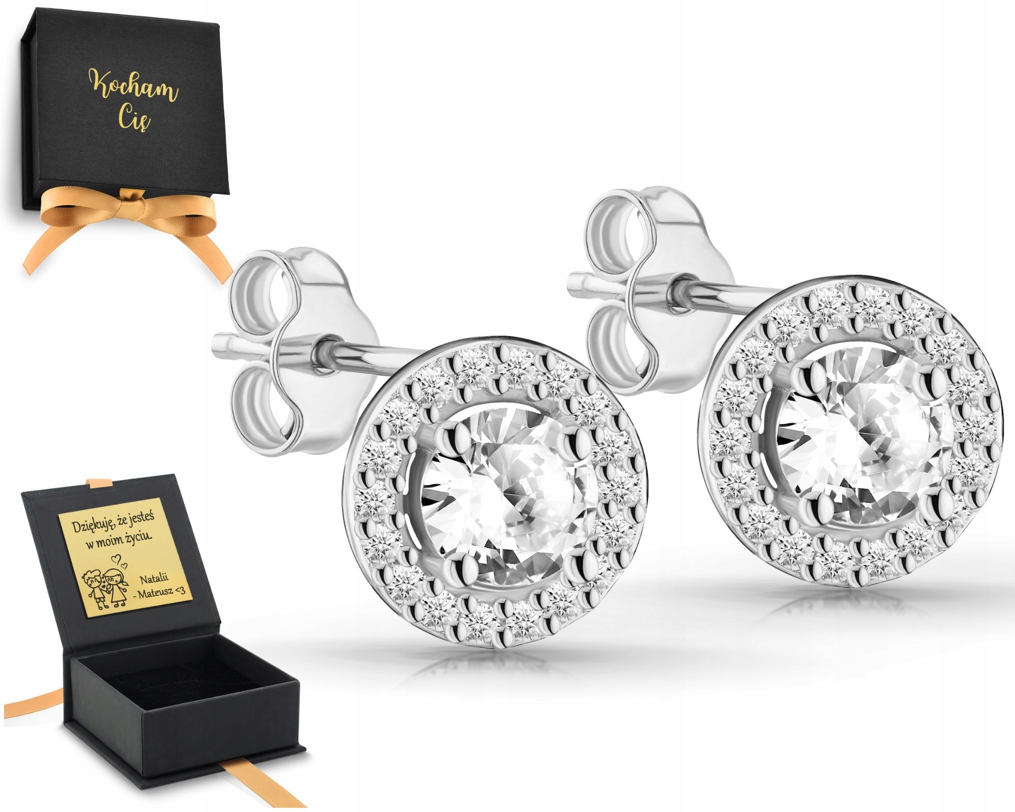 Stříbrné Náušnice Kulaté Zirkony 925