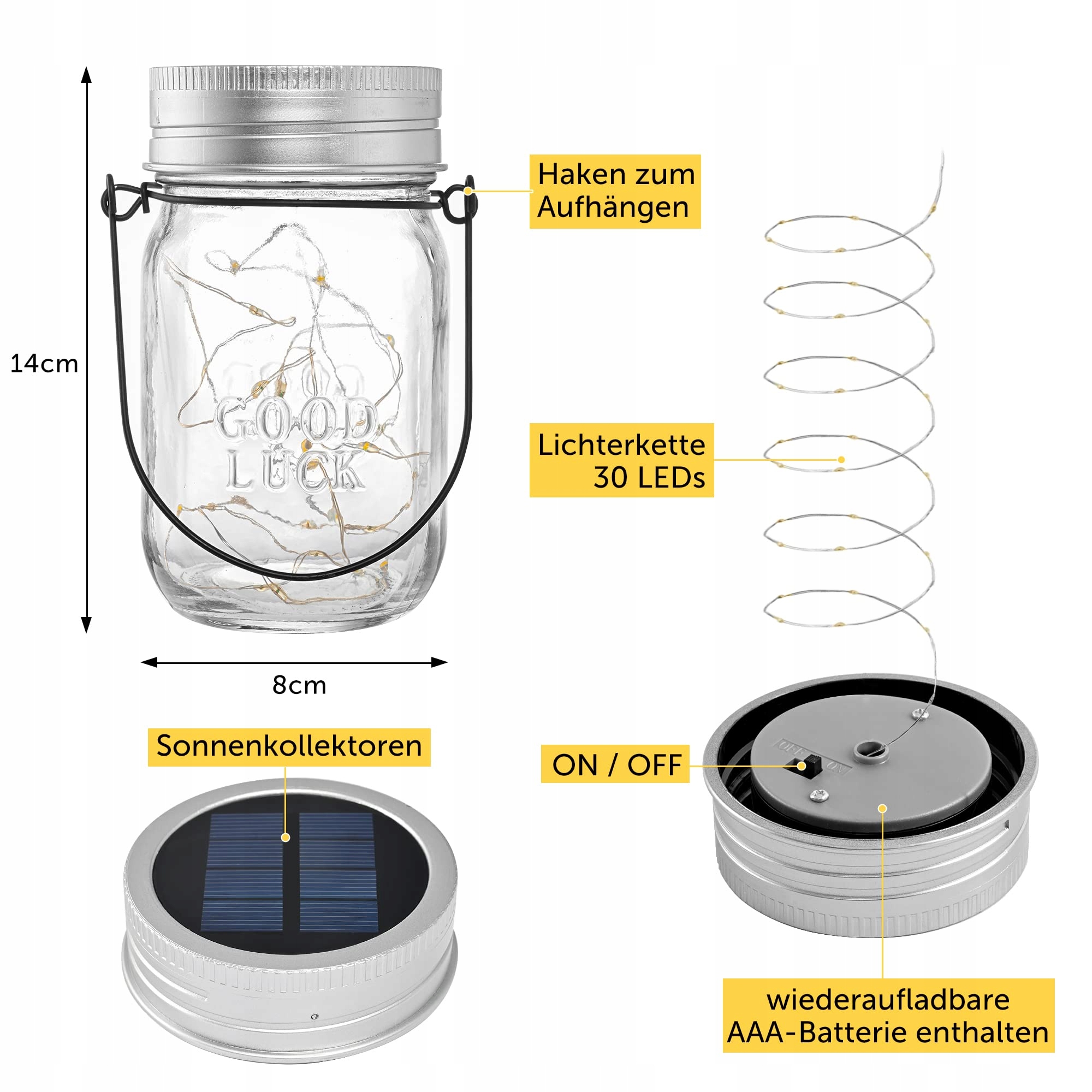 SOLPEX Solarlampy Zewnętrzne 6 Sztuk 180 LED IP44 Ogród Taras Balkon — miniatura 6