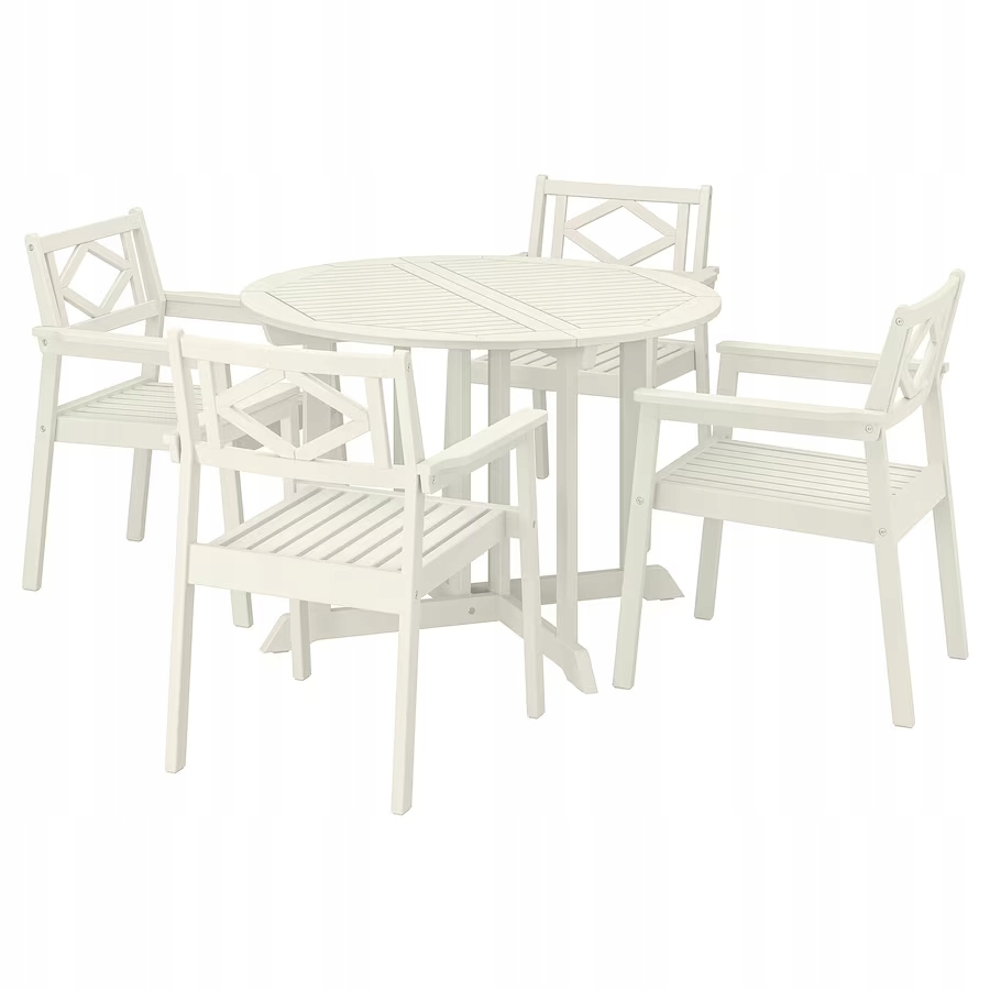 IKEA BONDHOLMEN Stôl + 4 stoličky s podrúčkami biela/béžová
