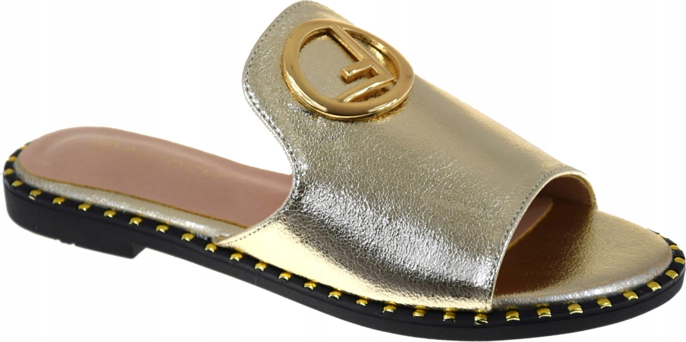 KLAPKI DAMSKIE POTOCKI 24-21336GD ZŁOTE EKO-SKÓRA PŁASKI OBCAS HIT LATA R37