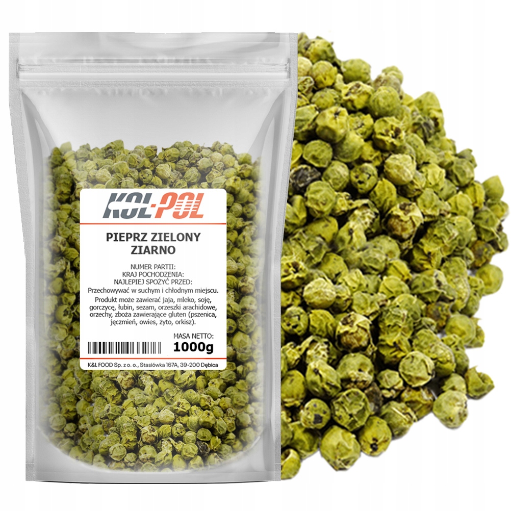 Zelený Pepř Zrnitý 1 kg Aromatické přírodní zrno, kvalita Kol-Pol