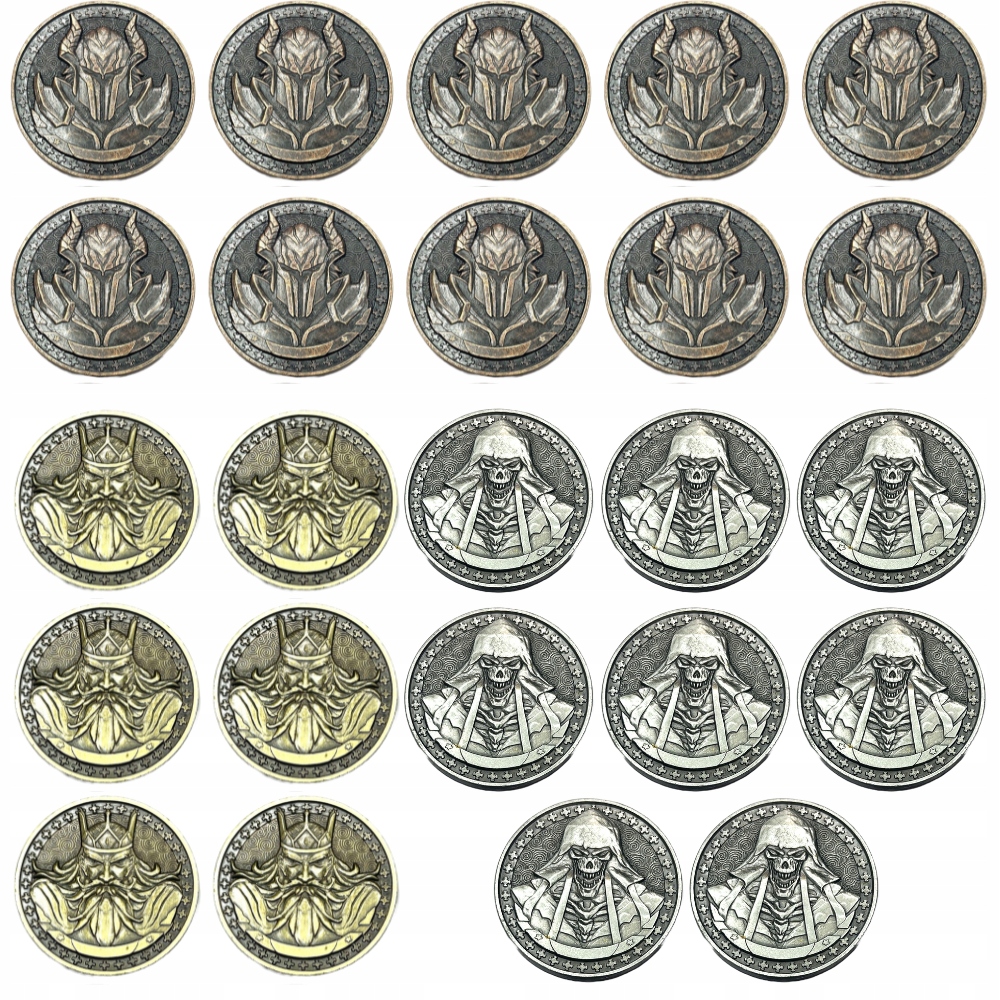 WŁADCY ZESTAW 24 METALOWYCH MONET LARP RPG