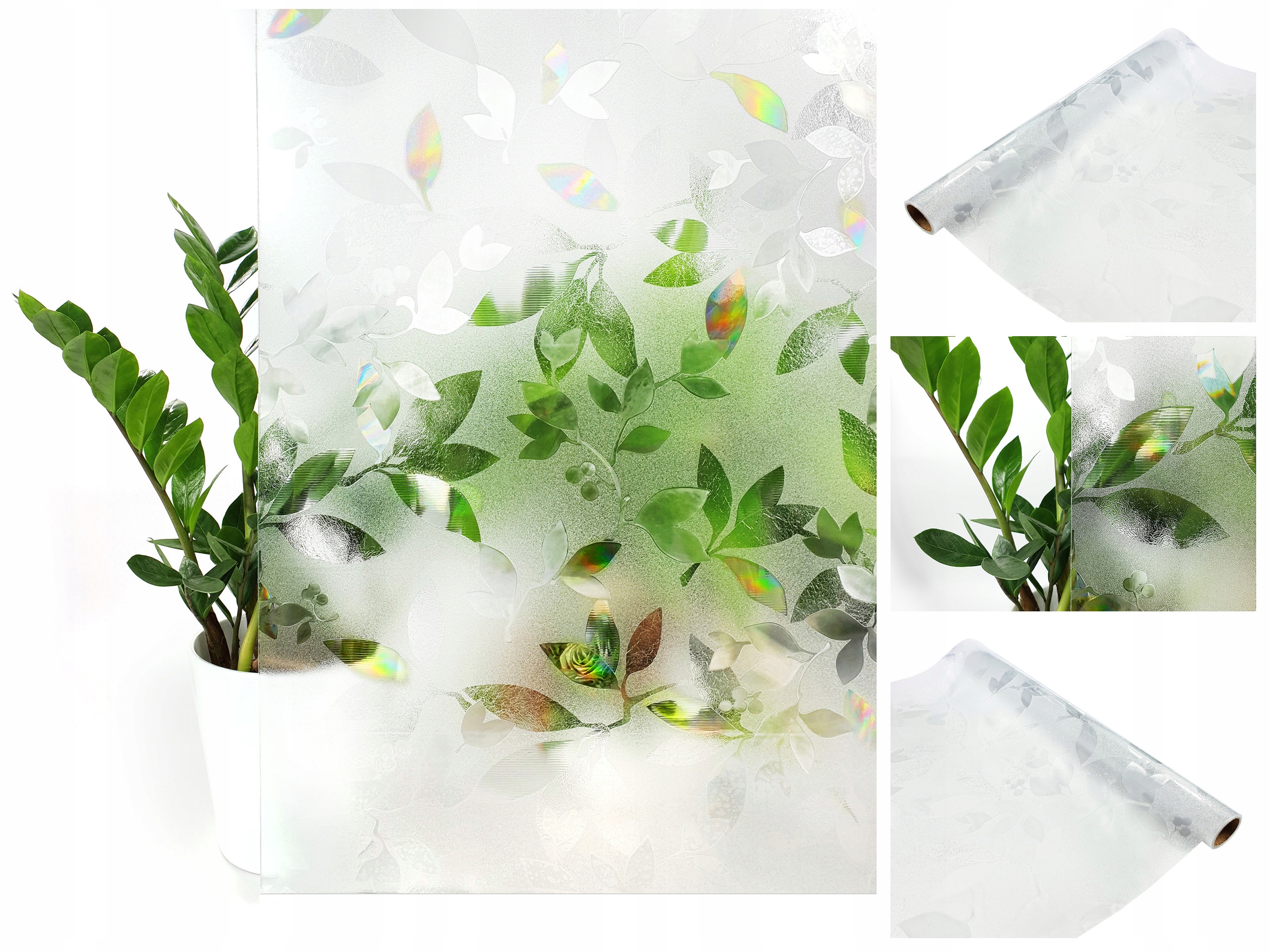 Dýha bez lepidla Statická okenná fólia na sklá Vzor Listy Rolka Dĺžka 15 m