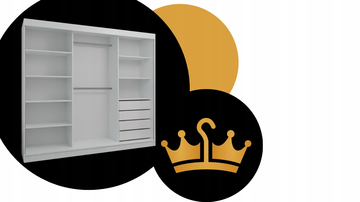 SZAFA PRZESUWNA GARDEROBA ARA 180 CM 3D1L BIAŁA - LACOBEL BIAŁY - LUSTRO Typ drzwi Przesuwne