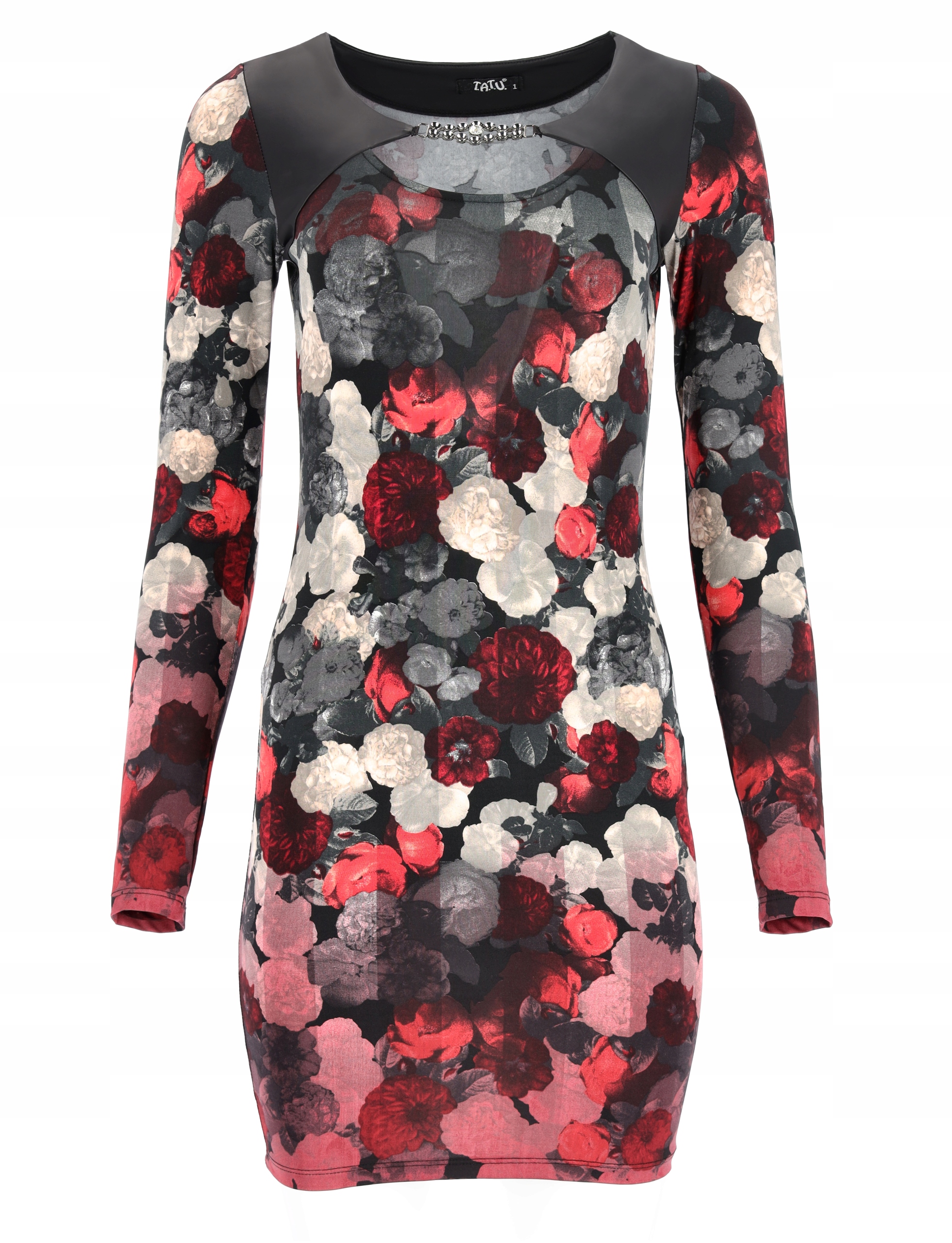 Šaty Mini S Květinami, Přiléhavá, Přiléhavá, Červená