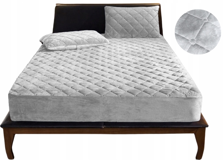 POKROWIEC NA MATERAC OCHRANIACZ PIKOWANY WELUR PLUSZ WODOODPORNY 160x200x30