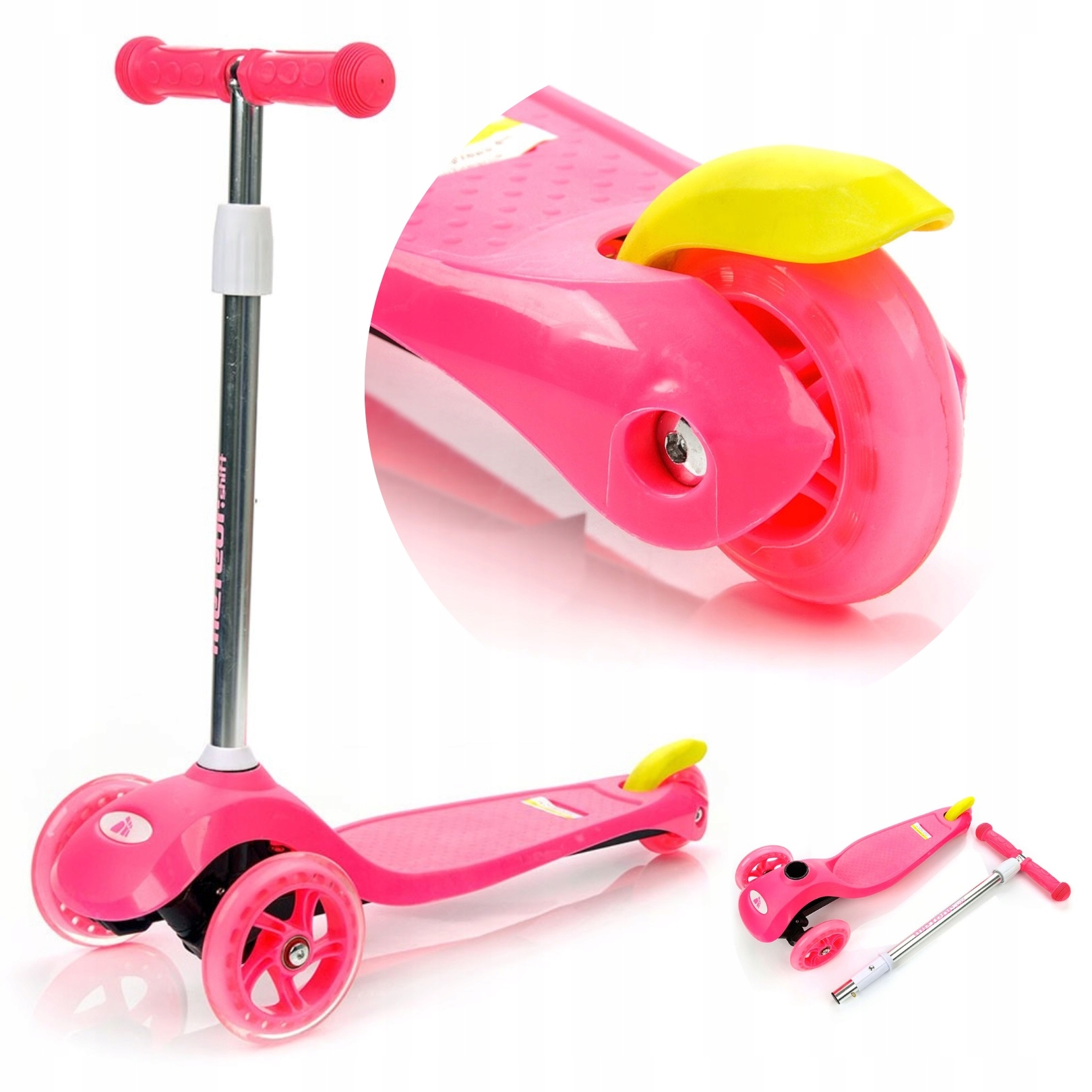 

Hulajnoga Trójkołowa Regulowana Meteor Malinowa