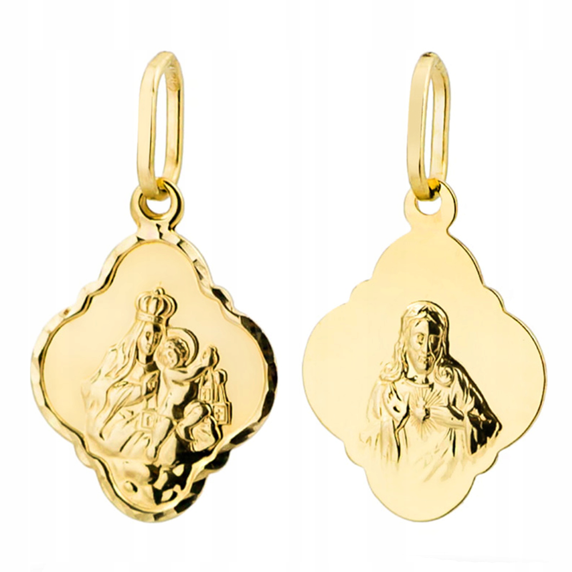 Zlatý Medailonek Přívěsek pr. 585 Matka Boží Škapulíř Dárek Krabička