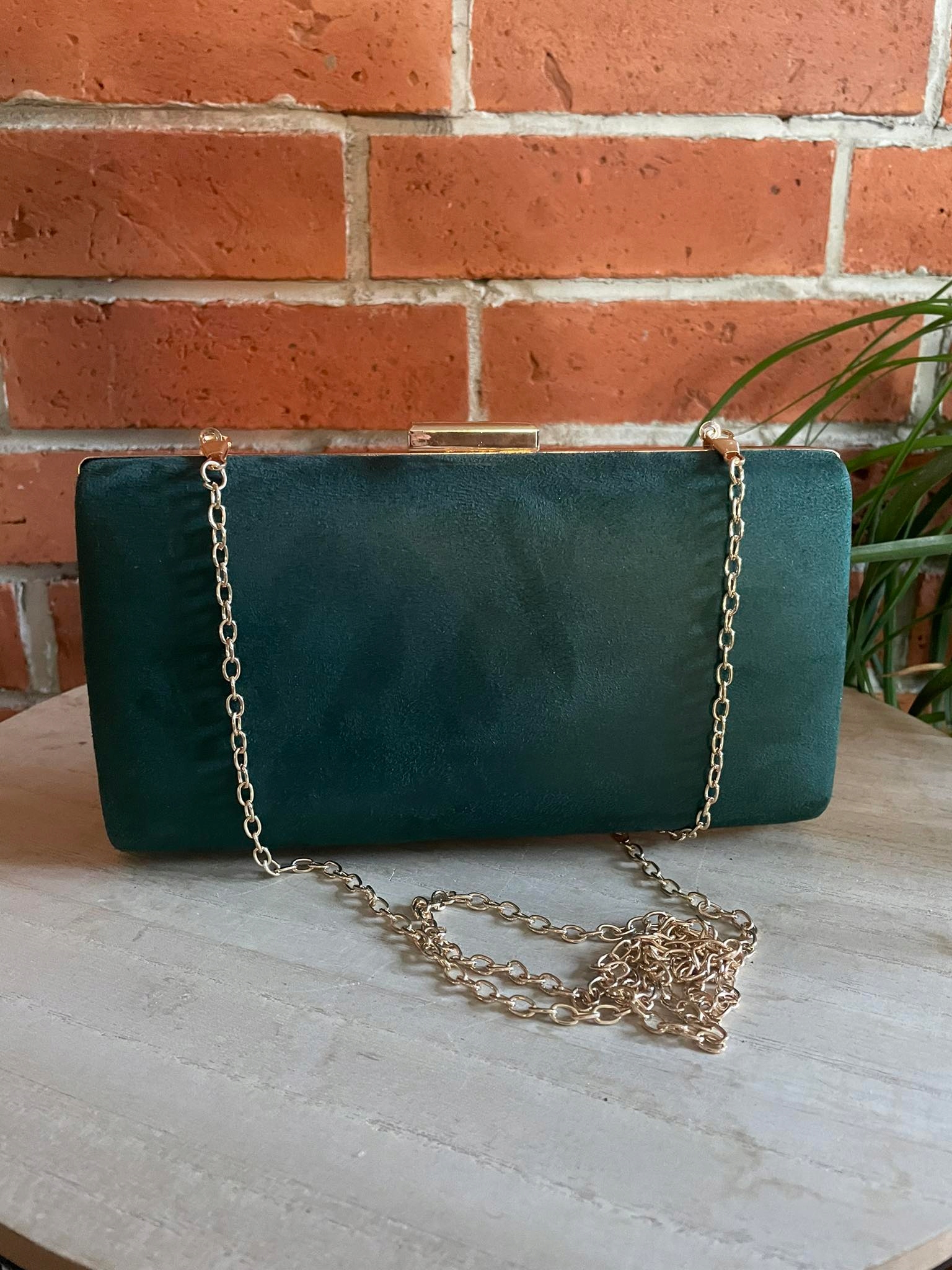 Zamszowa wizytowa torebka kopertówka zielony Płeć kobieta