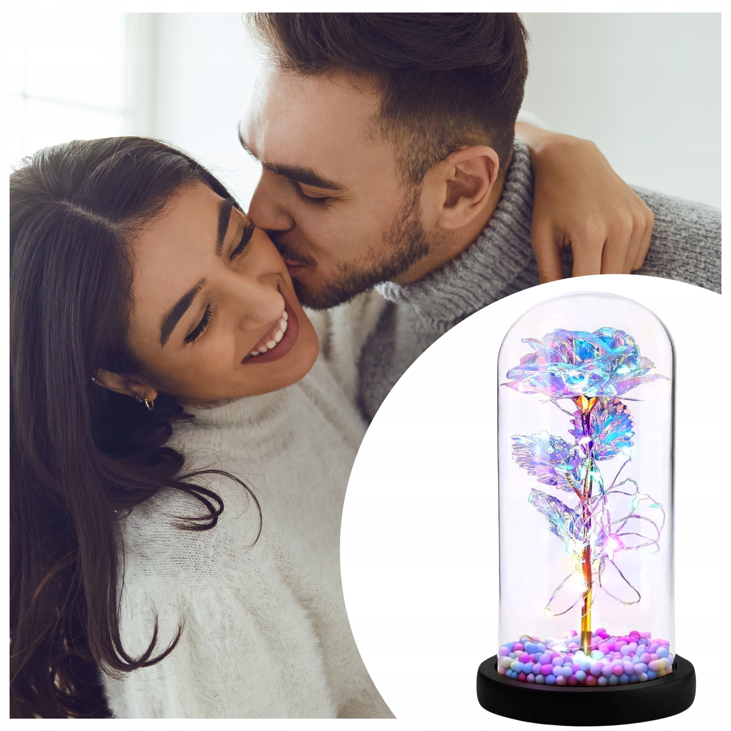 ETERNAL ROSE IN GLASS LED GLOWING GIFT WOMEN'S DAY FOR WIFE'S GIRLFRIEND Manufacturer code WIECZNA RÓŻA LED