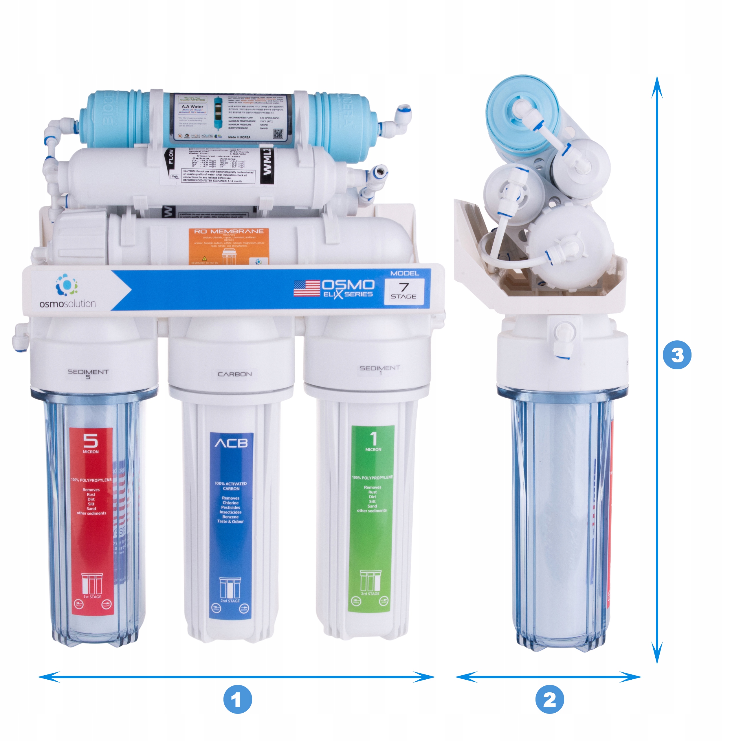 FILTR DO WODY OSMOZA RO7 REDOX BIOCERA ALKALIZER Kolor dominujący biały