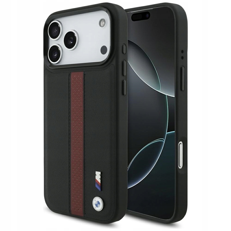 Bmw M Perforated Stripe Logo MagSafe – Pouzdro pro iPhone 17 Pro Max (červené)