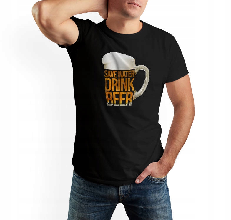 

T-shirt męski Save Water Drink Beer, czarny 5XL