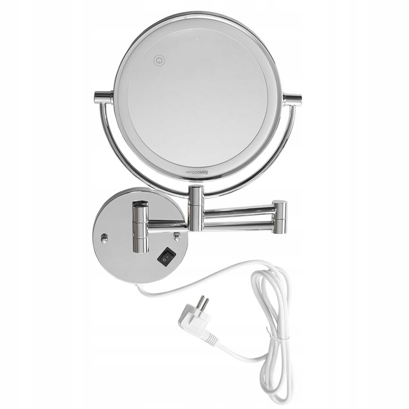Lustro łazienkowe hotelowe Garda Faneco koło rama metal 200 x 200 mm Chrom