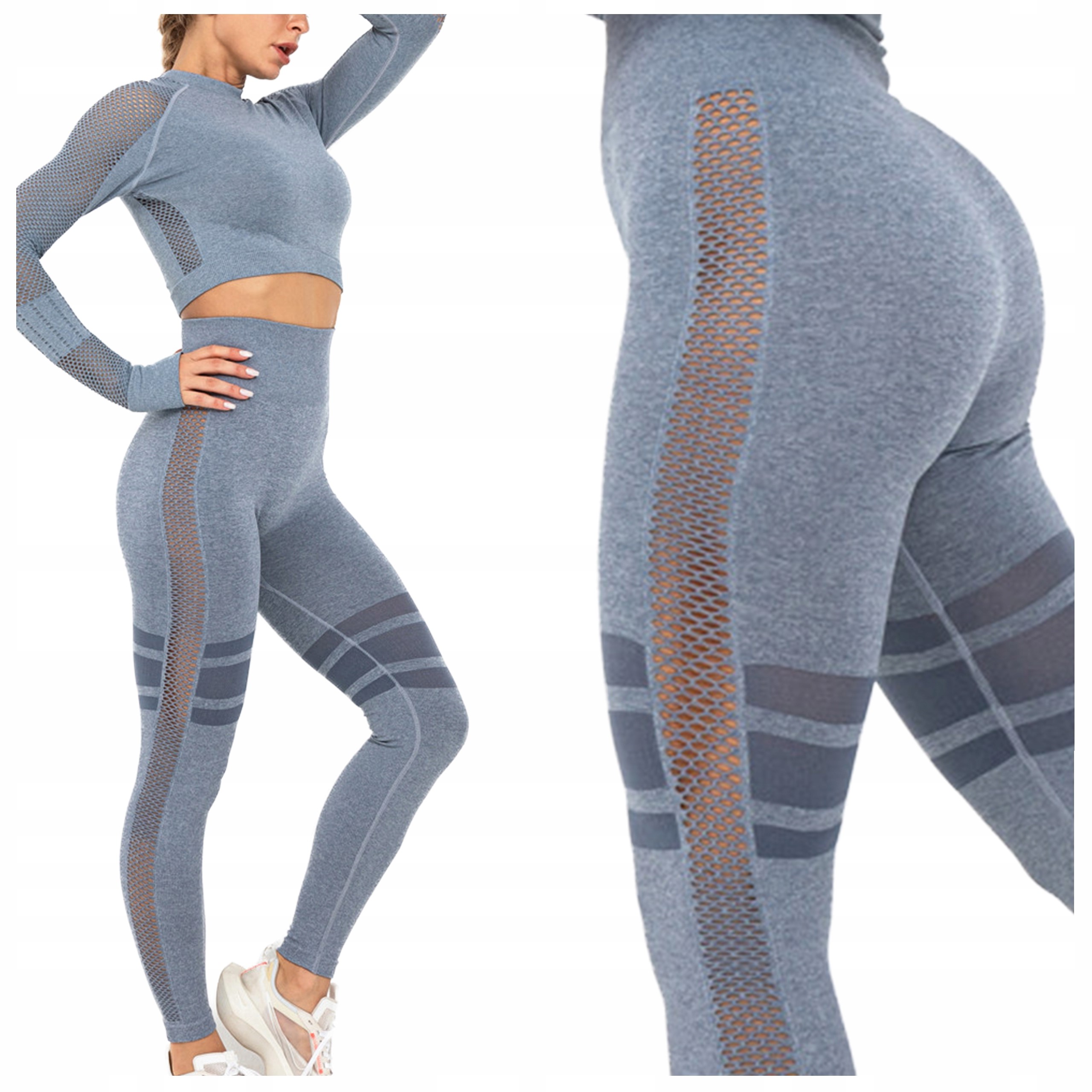 Komplet siłownia top sportowy legginsy fitness S
