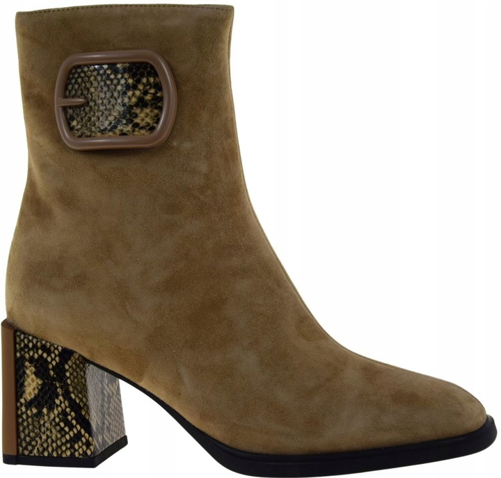 Epica Z9B52 béžová nubuková kůže dámské kotníkové boty kožené na ozdobném podpatku r40