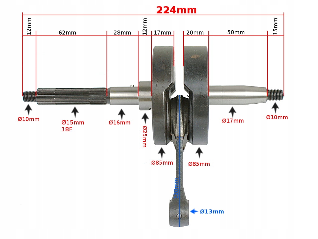 RMS100010320 - КОЛІНЧАСТИЙ ВАЛ APRILIA SCARABEO PIAGGIO 50 4T