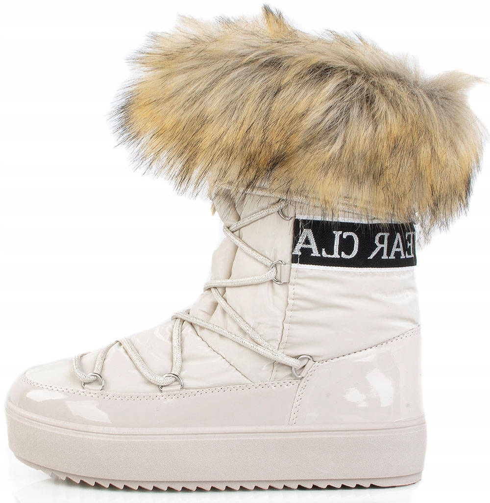 6928 BEŻOWE ŚNIEGOWCE OCIEPLANE Z FUTERKIEM ZIMOWE BOTKI 40 Marka inna