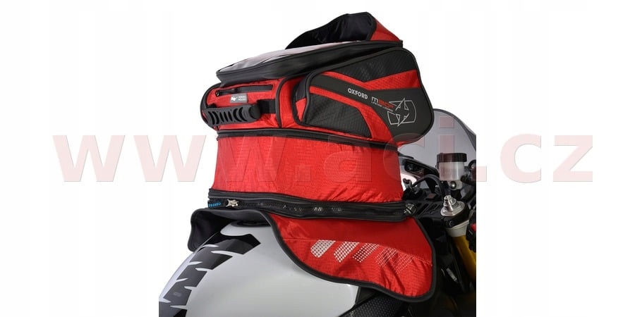 tankbag na motocykel M30R, Oxford (čierny/červený, s magnetickou základňou, o