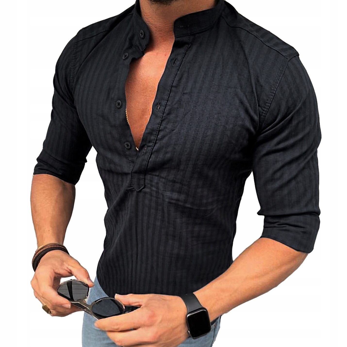 Pánská košile Casual každodenní bavlněná stojáček