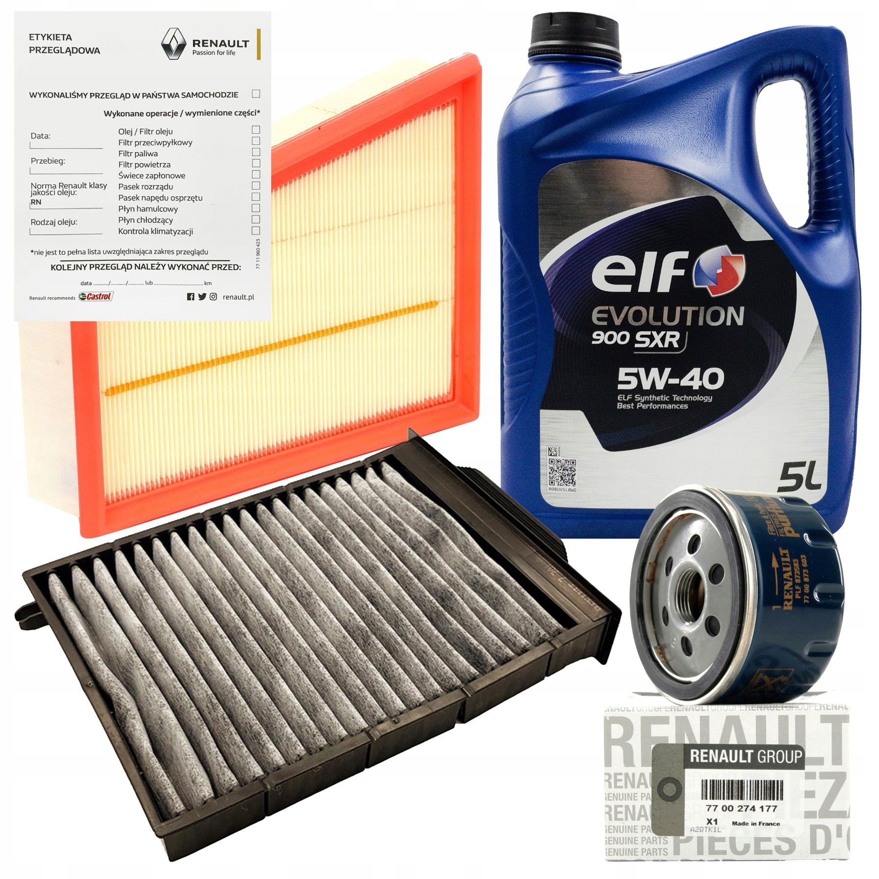 Zestaw filtrów do RENAULT MEGANE II 2.0 ORYGINALNE + olej 5L ELF 900 SXR