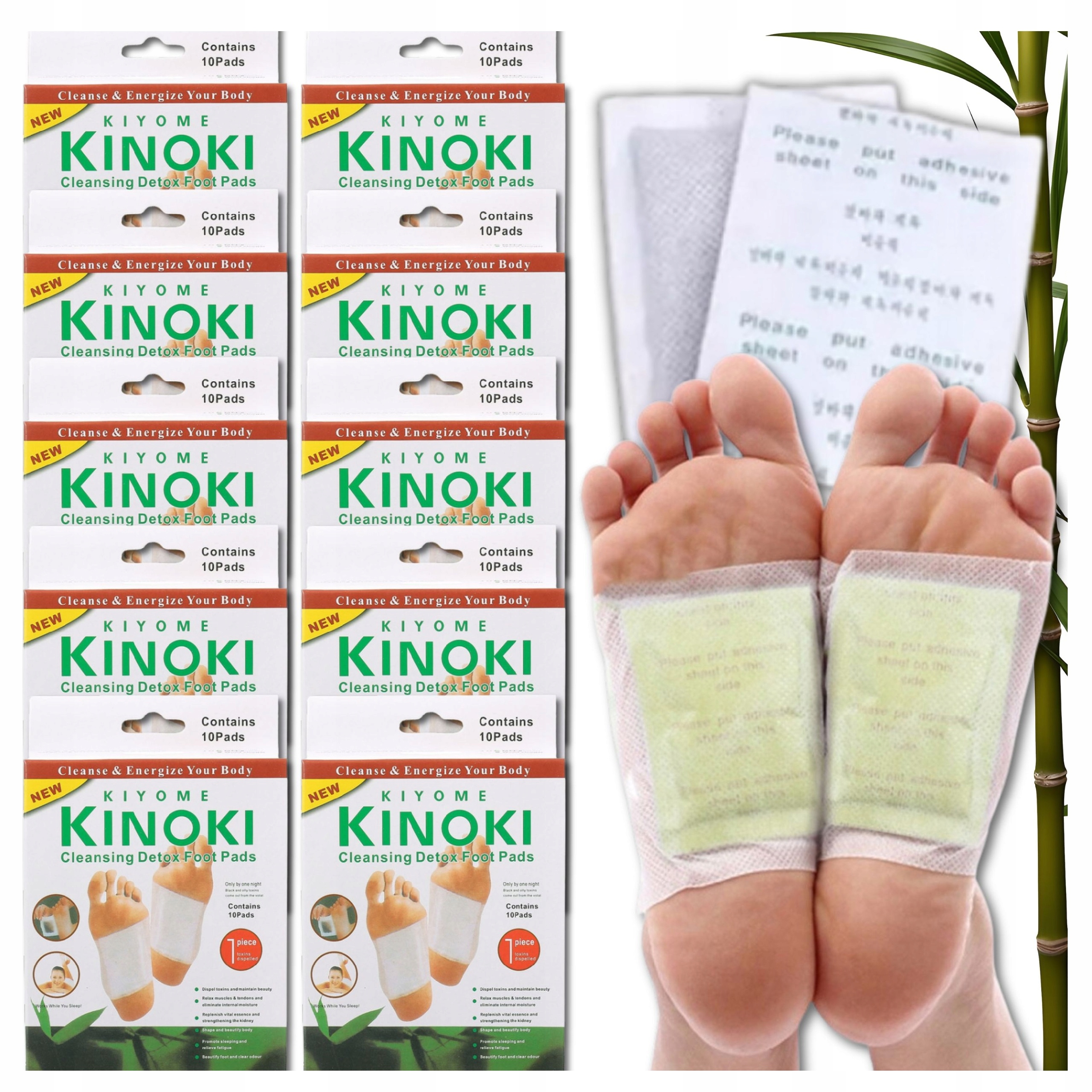 100x PLASTER PLASTRY OCZYSZCZAJĄCE Z TOKSYN NA STOPY TOKSYNY DETOX KINOKI