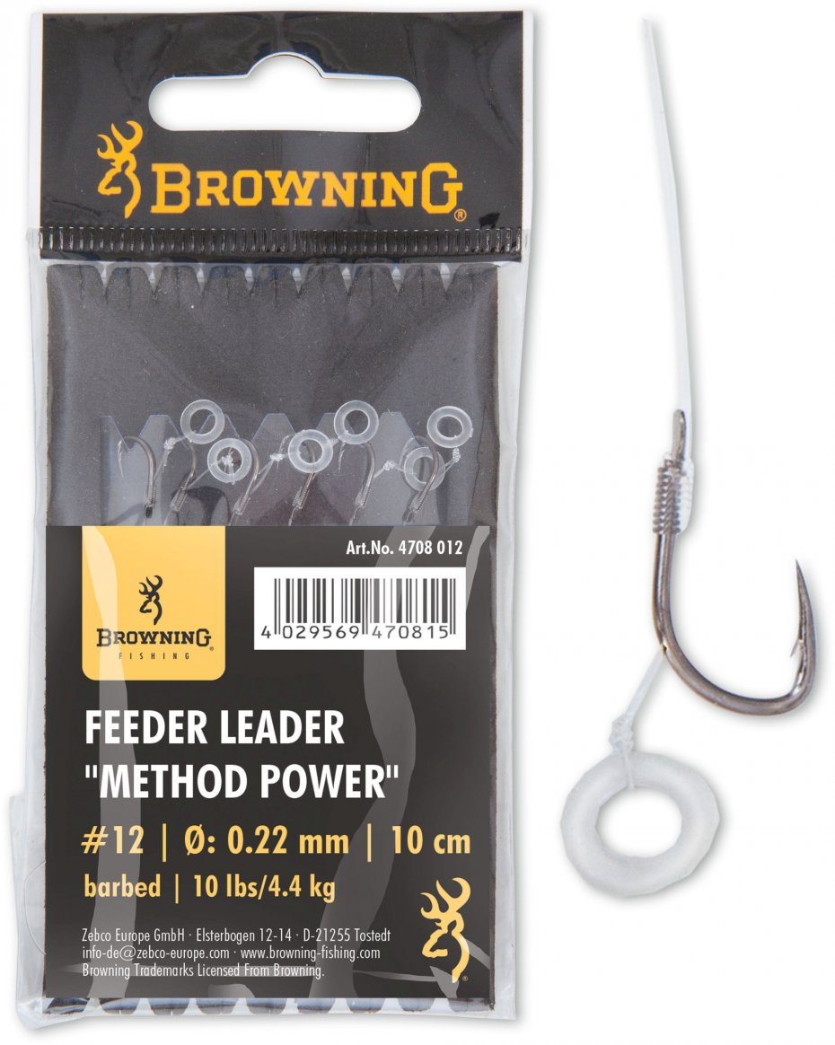 Haczyki z przyponem z zadziorem Browning z gumką 6szt. 10cm. nr16 0,20mm