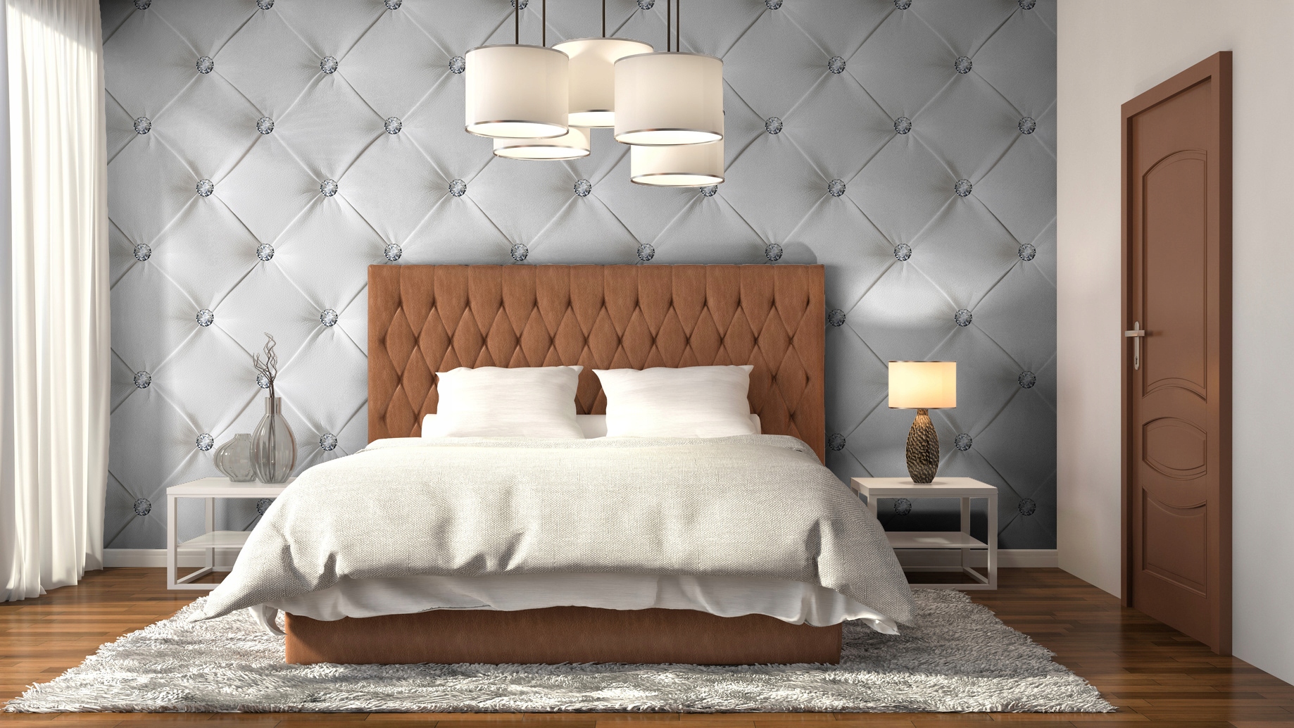 Fototapeta PIKOWANA ŚCIANA L skóra diament 490x260 Motyw Dekor Nowoczesne 3D i perspektywa Inny