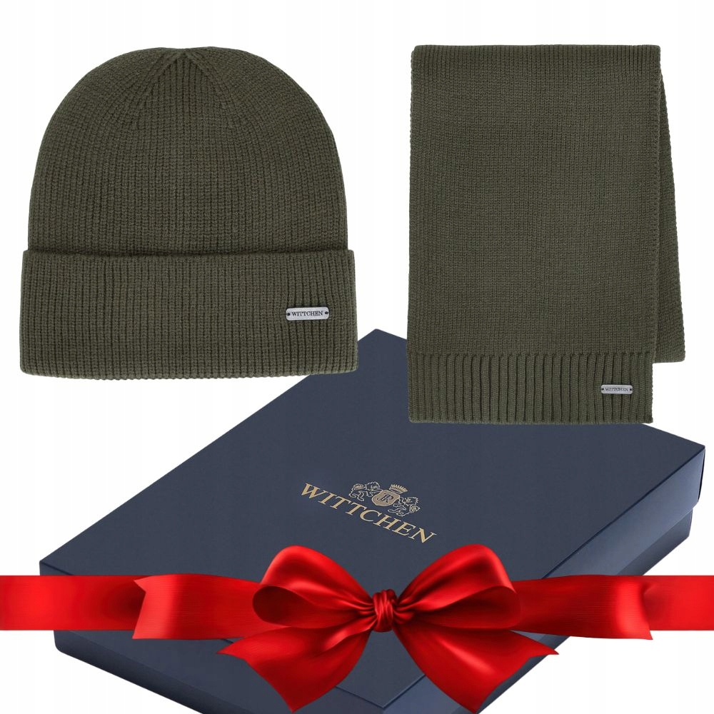 Zimní pánská sada: čepice a šála Wittchen 101-SF-009-Z zelená