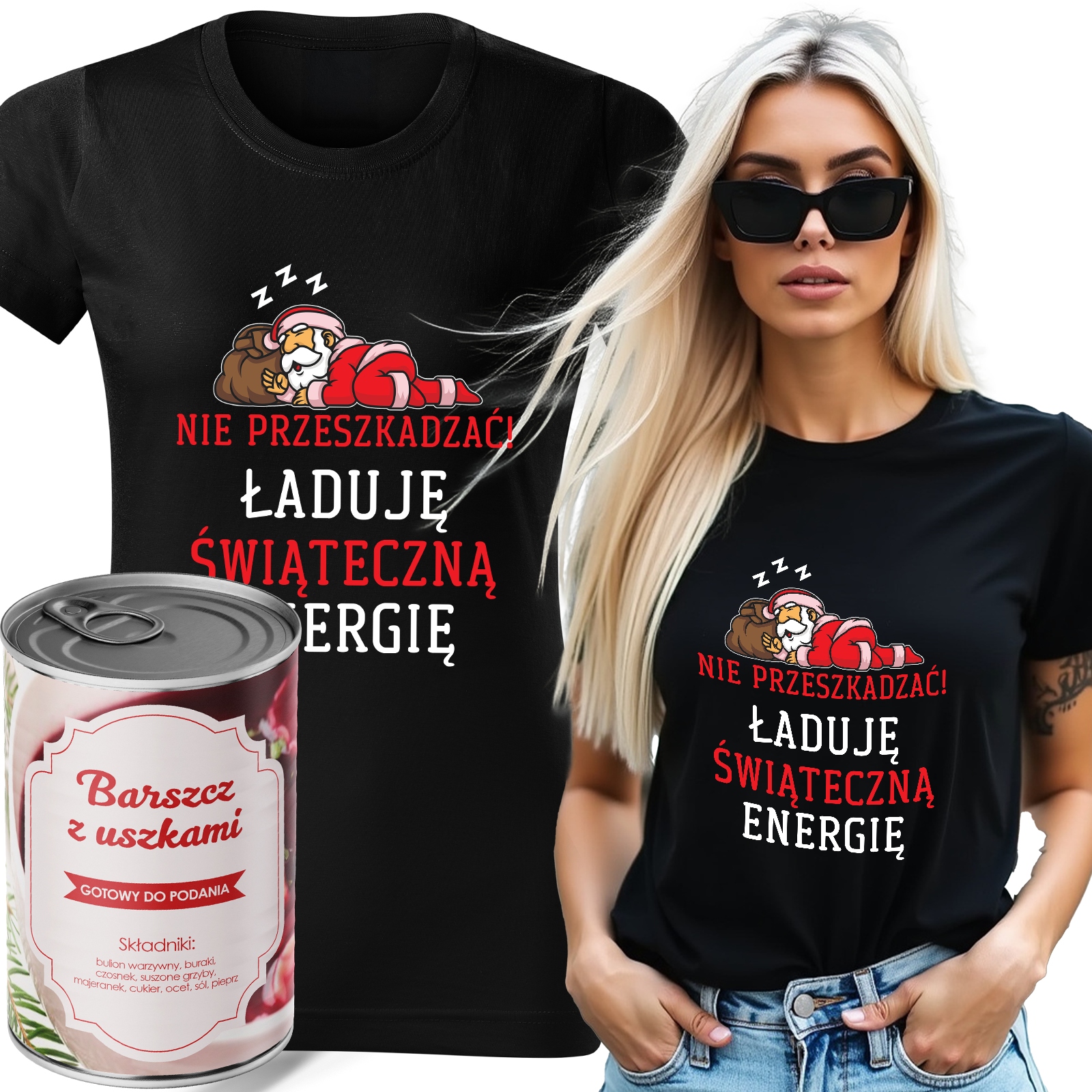 Tričko V Plechovce Boršč Černé Dámské Vánoční Dárek Vánoční Energie L