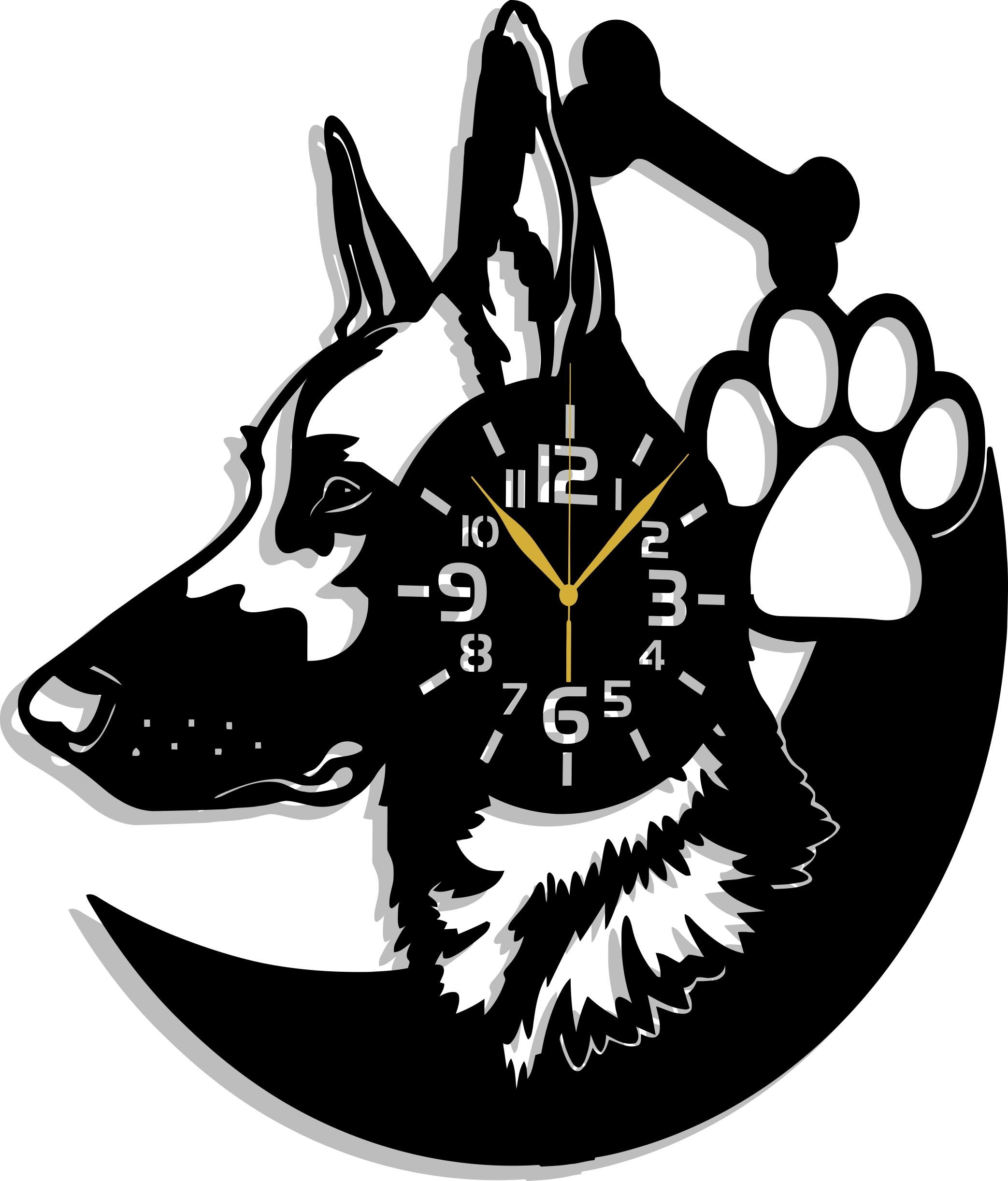 Hodiny Pes Německý Ovčák Plemene Pes 80CM 3D