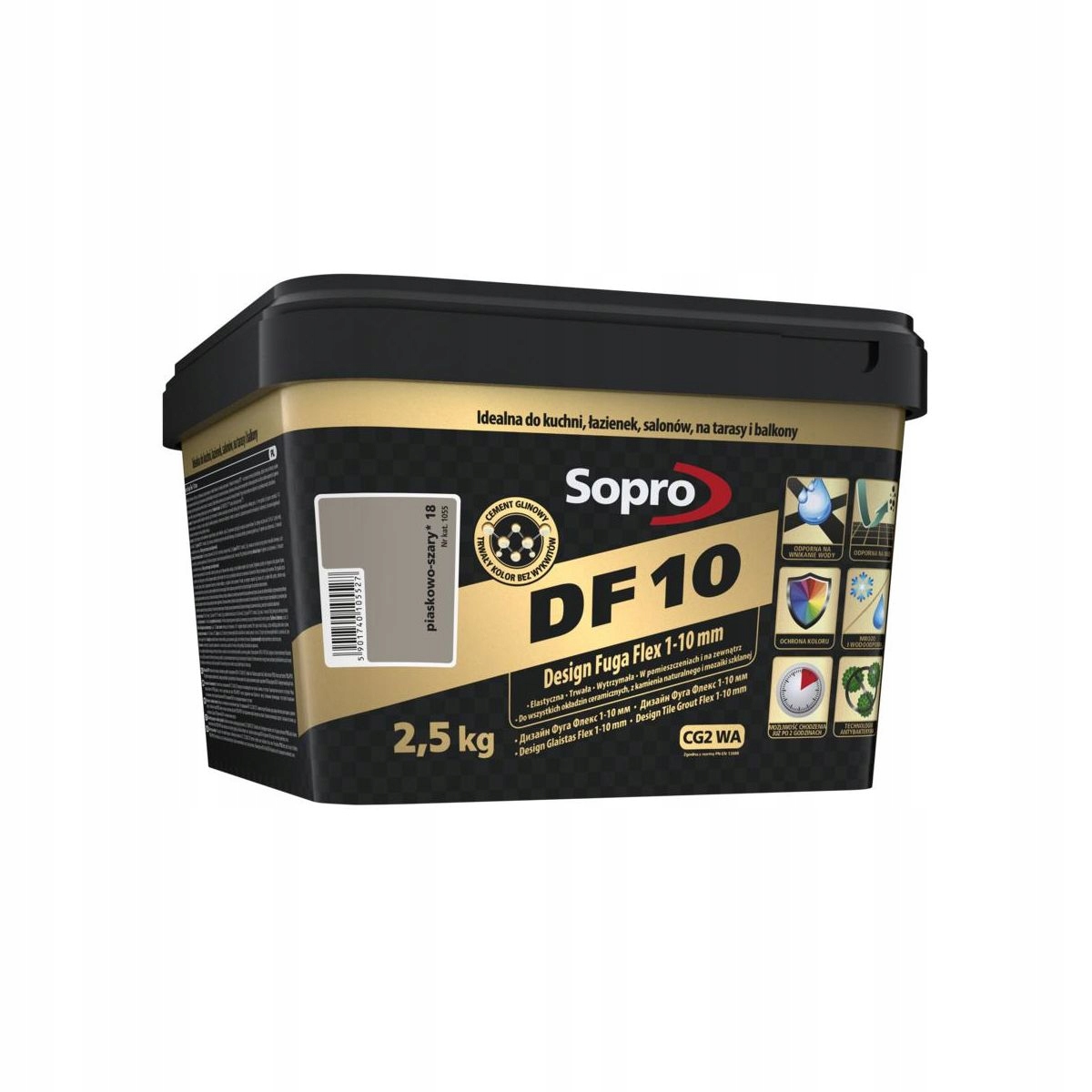 Fuga PIASKOWO SZARY 18 Sopro DF10 2,5kg - cementowa zaprawa fugowa 1-10mm