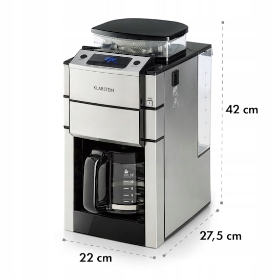 EKSPRES PRZELEWOWY MŁYNEK SZKLANY DZBANEK AROMATICA X KLARSTEIN SREBNY Stan opakowania otwarte